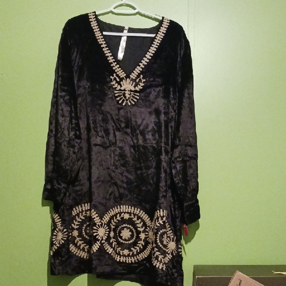 Black and Gold Embroidered Dress